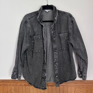 Washed Black Denim Jacket Shirt
